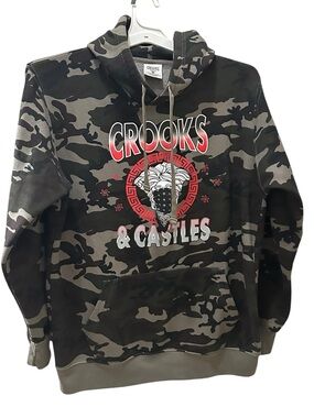 Crooks & Castles Camo Legend Medusa Bandana Hoodie size Large